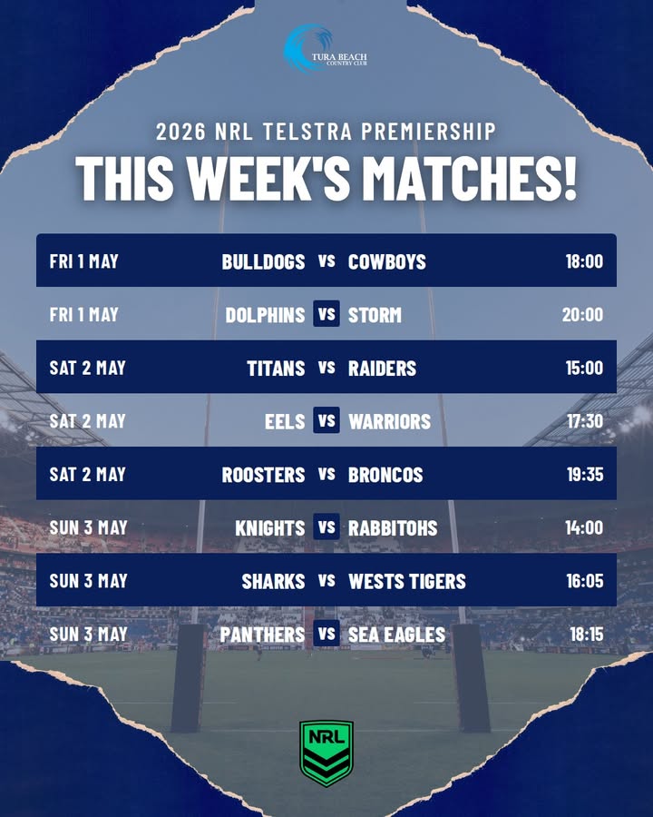 Featured image for “Watch the 2026 NRL Telstra Premiership at Tura Beach Country Club”