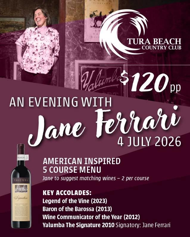 Featured image for “An Evening with Jane Ferrari at Tura Beach Country Club”