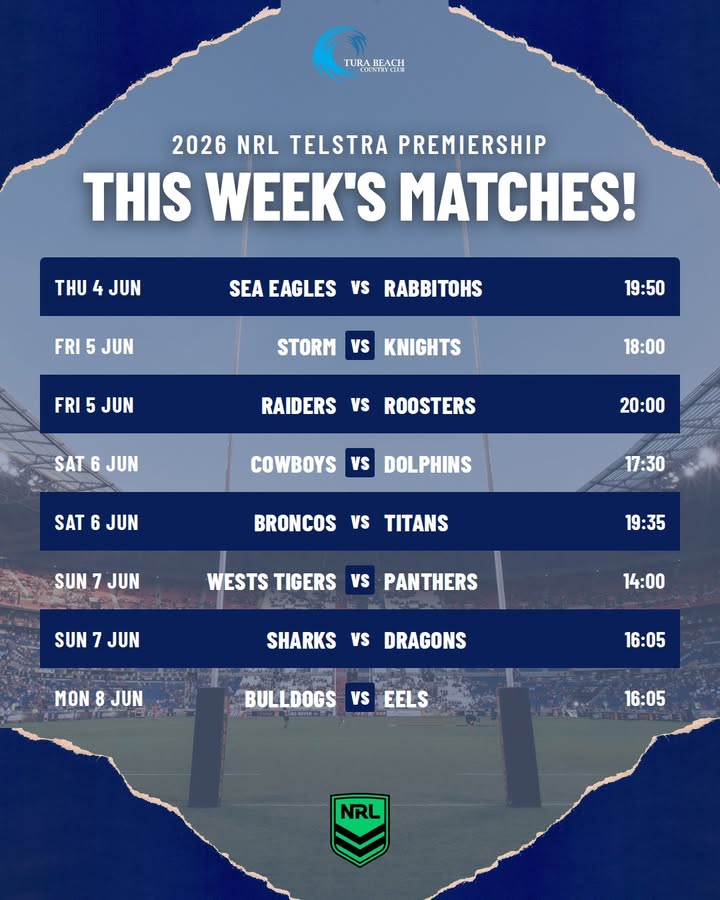 Featured image for “Watch the 2026 NRL Telstra Premiership Live at Tura Beach Country Club”