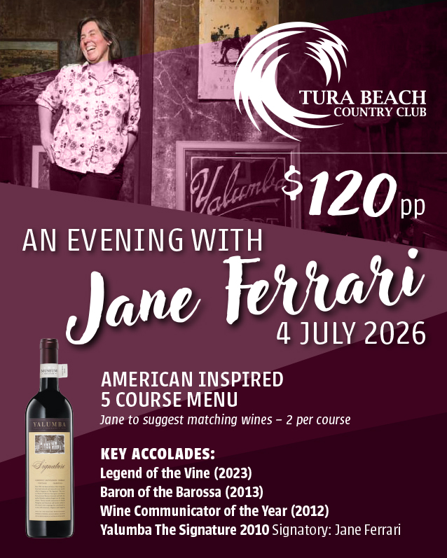 Featured image for “Evening with Jane Ferrari at Tura Beach Country Club”