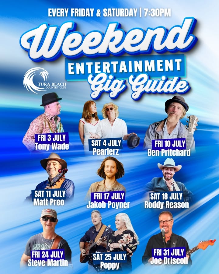 Featured image for “Live Music Every Friday and Saturday at Tura Beach Country Club”