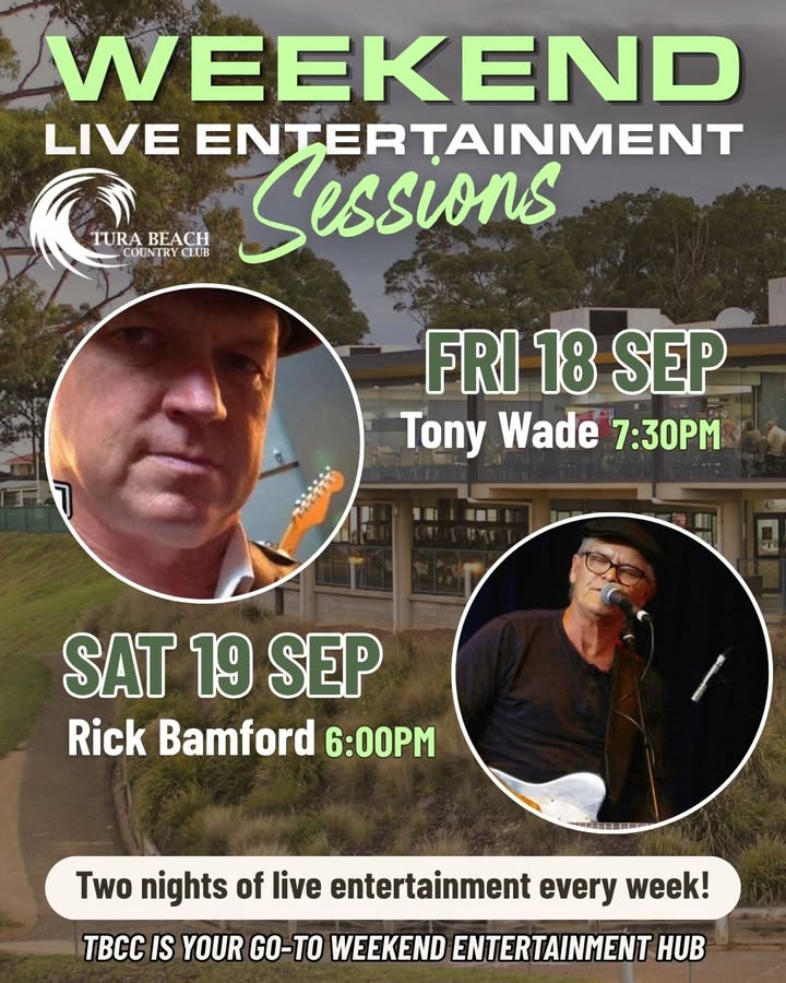 Featured image for “Live Music This Weekend at Tura Beach Country Club”