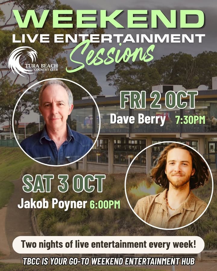 Featured image for “Live Music This Weekend at Tura Beach Country Club”