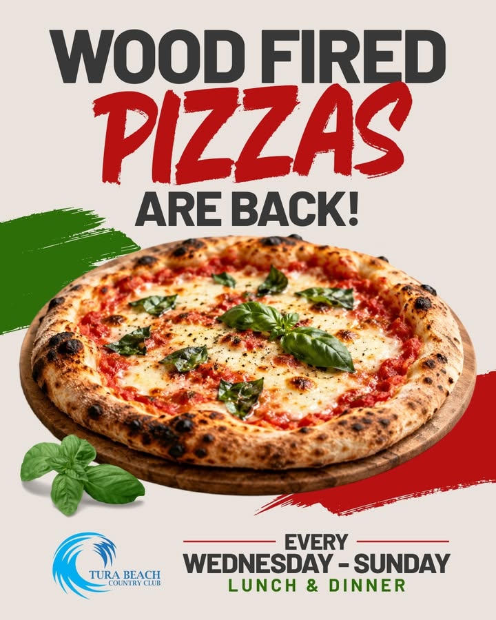 Featured image for “Wood Fired Pizzas Are Back at Tura Beach Country Club”