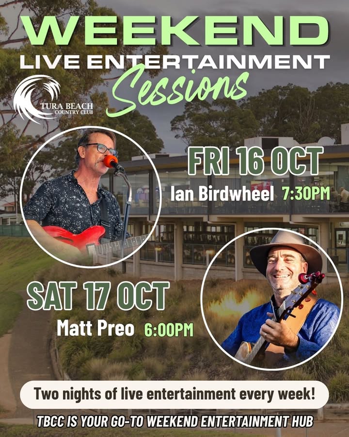 Featured image for “Live Music This Weekend at Tura Beach Country Club”
