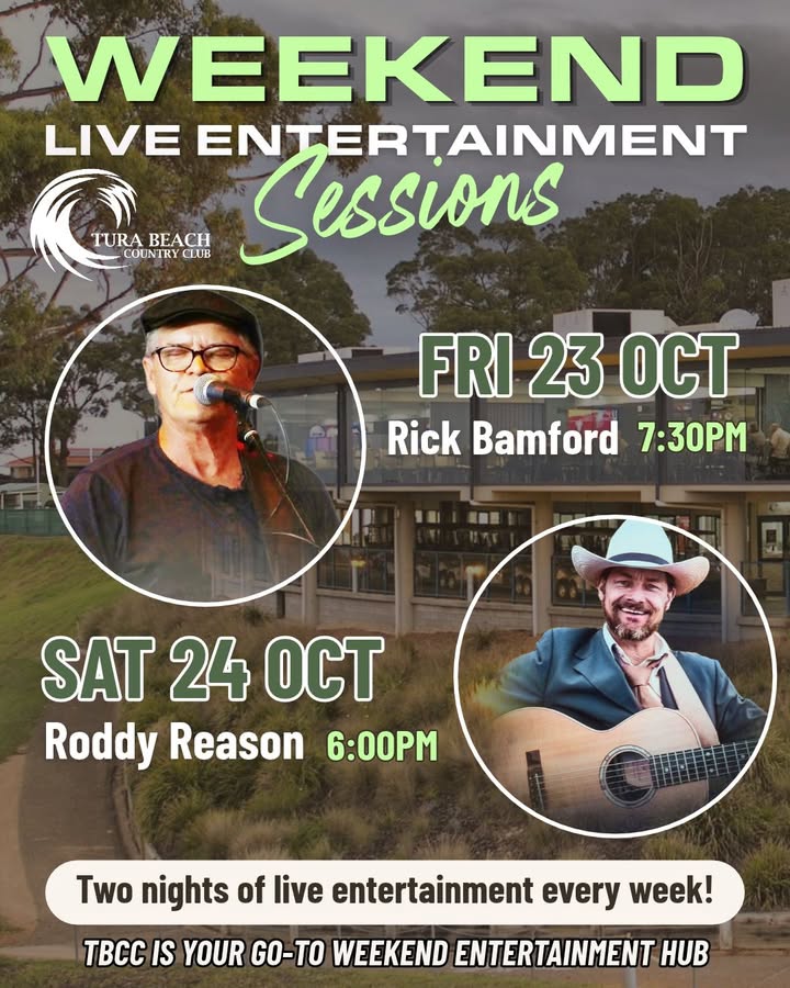 Featured image for “Live Music This Weekend at Tura Beach Country Club”